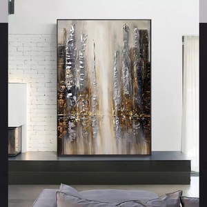 <span class=keywords><strong>Peinture</strong></span> d'art mural sur toile faite à la main tableau de ville moderne peint à la main paysage <span class=keywords><strong>abstrait</strong></span> bâtiment <span class=keywords><strong>peinture</strong></span> à l'huile pour la décoration intérieure - Product Image 2