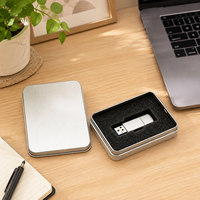 Boîte en fer blanc rectangulaire à couvercle plat 135 x 85 x 16 mm, finition mate, pour emballage de clé USB, logo personnalisé, ISO9001, écologique