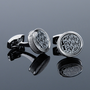 Mancuernillas de Estilo Francés para Hombre, Nuevo Artículo en Existencia, Camisa Circular Azul a Rayas Plateadas en Existencia, Accesorios - Product Image 1