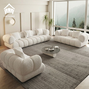 Divano Modulare Moderno Minimalista in Tessuto Bianco, <span class=keywords><strong>Arredamento</strong></span> di Lusso Italiano per Soggiorno, Divano Angolare a L Curvo - Product Image 4