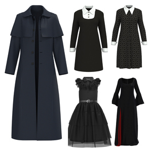 Costume de cosplay pour enfants Halloween, inspiré de la <span class=keywords><strong>série</strong></span> télévisée et du film, robe <span class=keywords><strong>Wednesday</strong></span> Addams, tenue de performance pour filles avec costumes - Product Image 1