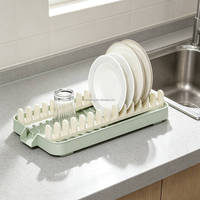 WIREKING Mini égouttoir à vaisselle en plastique pour 14 assiettes, organisateur de cuisine, design séparable avec bac de récupération des eaux, logo couleur personnalisée