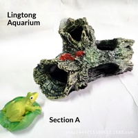 Décoration artisanale en résine pour aquarium, style bois flotté, avec cachette pour crevettes, poissons et reptiles