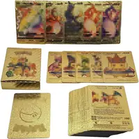 Carte de jeu Pokémon anglais espagnol, feuille d'or colorée, carte noire en  métal, Pikachu Vmax Gx, cadeau de collection, nouveau