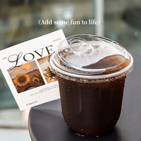 Gobelet à café jetable personnalisé avec logo, 500 ml, transparent, 98 mm, en PET, 12 oz, de qualité alimentaire, avec couvercle, pour café glacé, imprimé, en forme de U