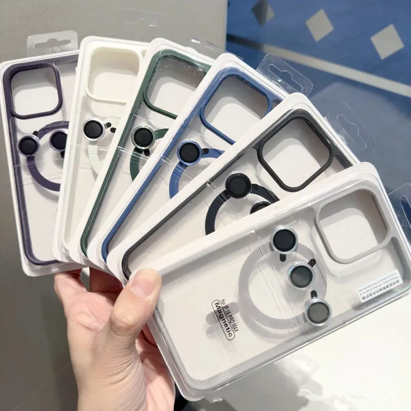 Casing ponsel akrilik matte magnetis, casing ponsel dengan film pelindung lensa, akrilik matte magnetis untuk iPhone 14PRO 12/13/15