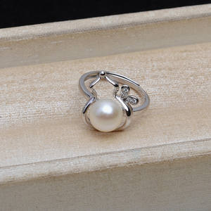 Bague ouverte en argent S925 Wenchi, motif gourde, réglable, pour perles de 7-10 mm, avec support vide, référence 16758, composants de bijouterie, Chine - Product Image 3