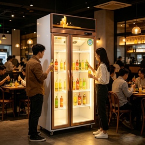 Vitrine réfrigérée à double porte vitrée, refroidie par air, pour boissons, réfrigérateur vertical pour supermarché, idéal pour l'affichage de jus, de lait et de toutes les boissons - Product Image 6