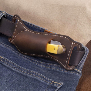 Étui de ceinture vintage en cuir pour couteau pliant, étui de ceinture pour couteau, housse de couteau, mini porte-couteau de poche, outils d'extérieur - Product Image 1
