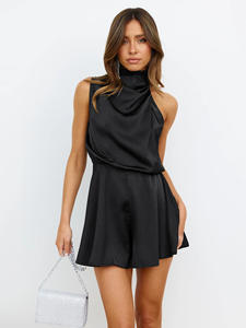 Mono corto de mujer con volantes, sexy, sin espalda, de cintura alta, con mangas de mariposa, informal, de verano, Ropa Mujer - Product Image 6