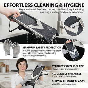 <span class=keywords><strong>Mandoline</strong></span> multifonctionnelle réglable avec réglages d'épaisseur de 1 à 5 mm pour légumes, fruits et coupes en julienne - Product Image 4