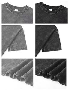 티셔츠 사용자 정의 남여 공용 하이 퀄리티 블랙 인쇄 특대 빈 화이트 빈티지 산성 워시 무거운 100% 면 남성 그래픽 티셔츠 - Product Image 2