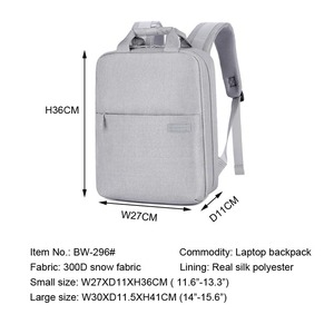 15.6" Large Waterproof Eco-Friendly Nylon Softback <b>Laptop</b> <b>Backpack</b> with Arcuate Shoulder Strap Zipper Closure Business Style - Product Image 6