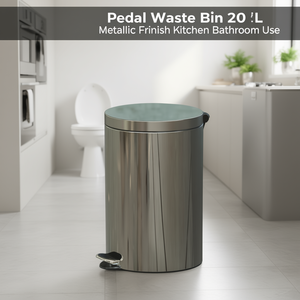 Pattumiera a Pedale 20 L Finitura Metallica per Cucina e Bagno - Product Image 3