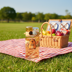 แก้วน้ำพลาสติกเด็กน่ารัก พร้อมสายสะพายสำหรับนักเรียน ล้างในเครื่องล้างจานได้ ดื่มได้โดยตรง เหมาะสำหรับโรงเรียนและการตั้งแคมป์ - Product Image 6