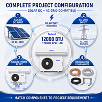 AC Hybrid Tenaga Surya 12000 BTU AC DC Inverter PV Direct Drive Wall Split Pendingin Pemanas DC 80-380V 110-240V Rumah Tangga