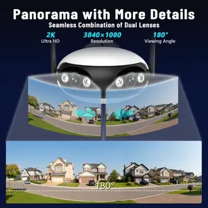 2K Dual Lens PoE Outdoor Wireless Camera 180 Wide Viewing Angle Real-Time Alerts Home Security SD Card Night Vision Indoor