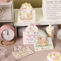 Cartes de vœux pliables avec motifs de personnages de dessins animés adorables, lapin, chien, ours, découpées, cartes en papier pour décorations de fête et cadeaux