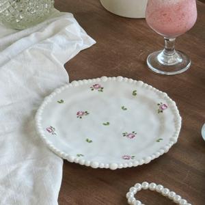 Wholesale of French Retro Pearl Rose Ceramic Plates, <b>Dessert</b> Plates, and Household Plates - Product Image 6