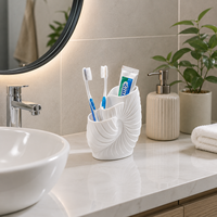 Support de brosse à dents en forme de coquille, organisateur de comptoir de salle de bain en PP, support de rangement multi-compartiments pour dentifrice, pour lavabo de vanité