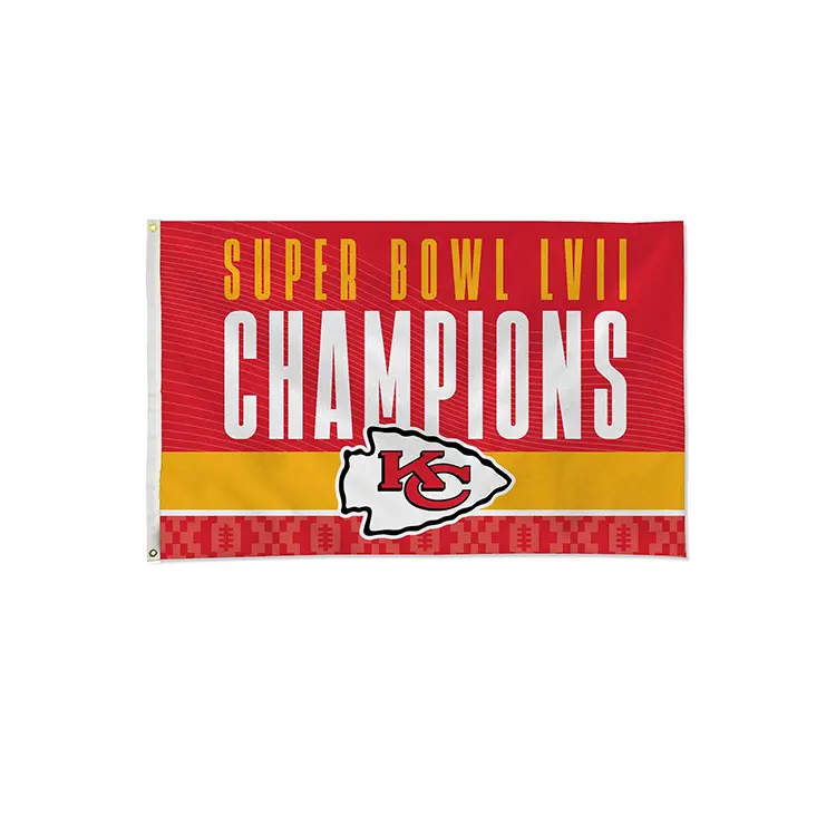 Bandeira personalizada para presente de time de futebol Chiefs EUA Campeões 3x5 Ft Banner de parede ao ar livre com ilhós