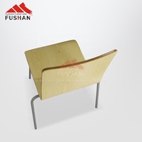 Chaise de salle à manger en bois courbé avec base métallique pour restaurant de restauration rapide, cantine, bibliothèque, université, vente en gros