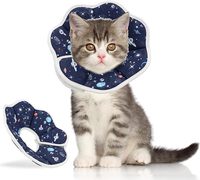 Collar Isabelino Ajustable de Esponja Suave con Diseño de Estrellas Azules para Gatos y Perros, Cómodo Collar Protector de Cuello para Mascotas en Recuperación