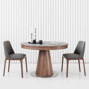 Italian Minimalist Extendable Oval Dining <b>Table</b> With Telescopic Design For Small Apartments And Home Use - Product Image 1