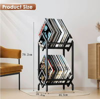 Support de rangement et d'exposition pour disques vinyles à 2 niveaux, facile à assembler, personnalisé en usine, pour albums, livres, magazines, support d'affichage pour CD de salon