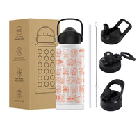 Bouteille isotherme en acier inoxydable à double paroi de 32 oz avec paille, personnalisable, thème 63 Parcs Nationaux des États-Unis (liste de lieux à visiter), avec autocollants
