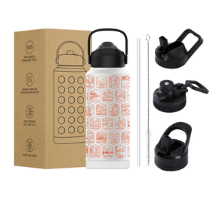 Bouteille isotherme en acier inoxydable à double paroi de 32 oz avec paille, personnalisable, thème 63 Parcs Nationaux des États-Unis (liste de lieux à visiter), avec autocollants - Product Image 6