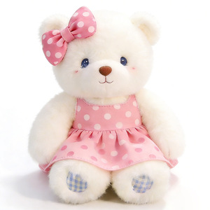 Ours en peluche personnalisé de haute qualité avec nœud et robe, rembourrage en coton PP, doux et mignon, pour enfants - Product Image 1