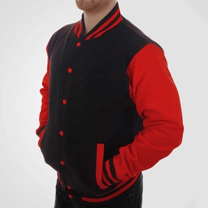 Chaqueta/abrigo universitario estilo béisbol para hombre, roja, de lana, resistente al viento, ecológica, gruesa para invierno, 300g, poliéster/algodón - Product Image 1