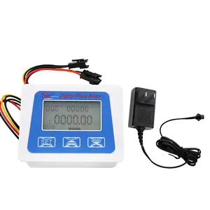 Akış sensörü ve sıcaklık probu ile 5V güç kaynağı LCD-S elektronik dijital ekran toplam/anlık akış ölçümü