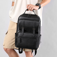 Sac à dos pour ordinateur portable en cuir PU imperméable, personnalisé avec logo, unisexe, pour étudiants, affaires et voyages, doublure en nylon, fermeture éclair