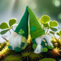 Peluche Rudolph, design de vieil homme sans visage avec chapeau vert, pour la Saint-Patrick irlandaise et Noël, en tissu non tissé polyester