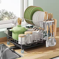 Égouttoir à vaisselle de comptoir en acier inoxydable 304 à deux couches grand porte-ustensiles de cuisine Double séchage de la vaisselle pour les étagères de rangement à la maison
