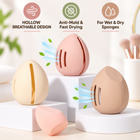 Étui pour éponge de maquillage en silicone, support portable, conteneur de rangement ventilé pour houppette à poudre, 3 couleurs