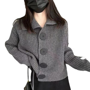 Cardigan en cachemire pour femme, manches longues, ample, tendance, polyvalent, style décontracté, grand col châle, tricot en laine, vêtement d'extérieur, pull - Product Image 4