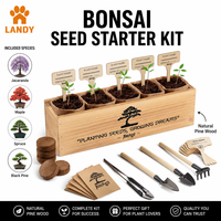 Kit d'arbre bonsaï écologique, ensemble d'outils de jardin en bois avec sachets de graines et marqueurs de plantes pour la décoration extérieure