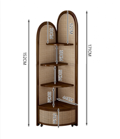 Étagère d'angle triangulaire en bambou de style rétro nordique, meuble de rangement multi-niveaux pour salon, bureau et chambre