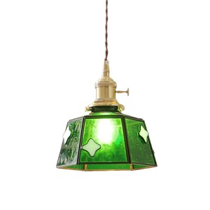 Lámpara Colgante de Latón con Vidrio Estampado Estilo Retro Japonés para Cafetería, Bar, Restaurante, Dormitorio - Product Image 5