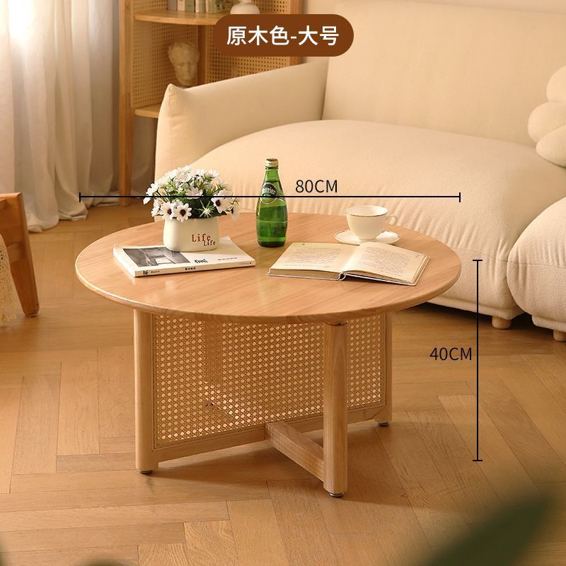 Natural wood color - 80cm solid wood woven rattan