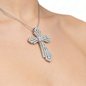 CUSTOM SILVER 14K GOLD PLATED VS QUALITY LAB GROWN CVD DIAMOND CLASSIC ENGAGEMENT GIFT LUXURY SWEATER <b>CHAIN</b> NECKLACE PENDANT - Product Image 3