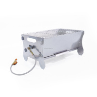 Barbecue portable de camping en acier inoxydable sans fumée, au gaz et au charbon de bois, avec revêtement résistant à la chaleur