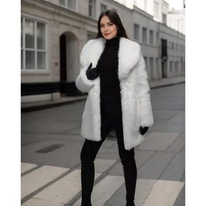 เสื้อคลุมคาร์ดิแกนมีกระเป๋าสำหรับผู้หญิง, เสื้อคลุมขนสุนัขจิ้งจอกอบอุ่นมีปกเสื้อแจ็คเก็ตฤดูหนาว - Product Image 2