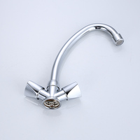 Robinet de cuisine à trou unique de style russe, 2 poignées, robinet de lavabo (poignées hexagonales rondes)