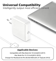 Adaptateur secteur certifié FCC CE 85W T-Tip pour MacBook Pro Air - 20V 4.25A Prise EU Charge rapide Chargeur d'ordinateur portable