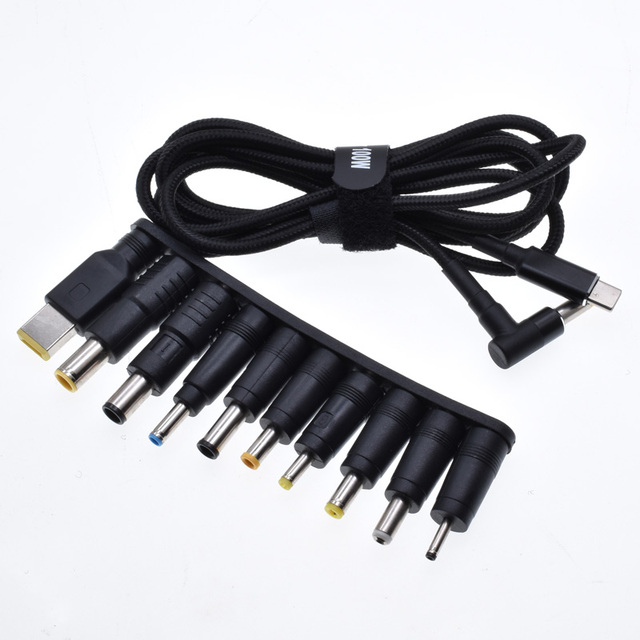 USB C to DC Adapters 10PCS Power Plug Kit Universal Charger Supply 100W PD Power Cable & 5.5x2.5mm Round Barrel Jack for Laptops