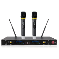 Système de microphone sans fil professionnel infrarouge double fréquence UHF 2 canaux anti-interférence avec transmission de 80-100 m